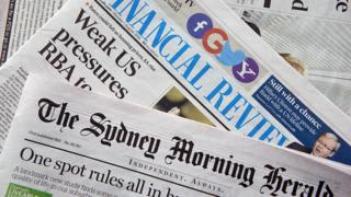 A spread of the Financial Review and The Sydney Morning Herald
