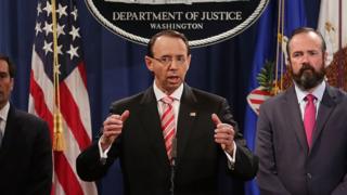 Rod Rosenstein unveils the latest round of indictments from the special counsel office.