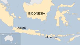 Map of Indonesia showing location of Lombok and Jakarta