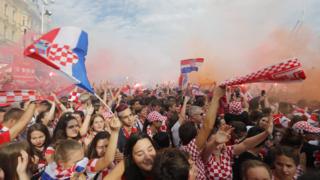 Croatia fans watch a public broadcast of the World Cup final in the Croatian capital Zagreb, 15 July 2018