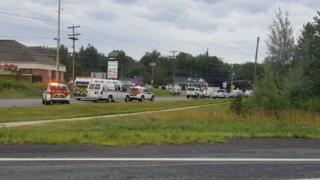 Emergency vehicles are seen at the Brookside Drive area in Fredericton