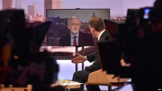 Jeremy Corbyn being interviewed by the BBC's Andrew Marr