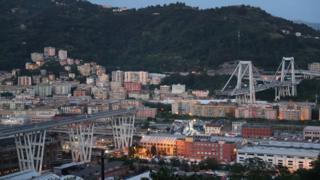A general view of the collapsed Morandi Bridge in the port city of Genoa, Italy August 14, 2018.