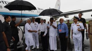 Prime Minister Narendra Modi arrives in Cochin. 18 Aug 2018