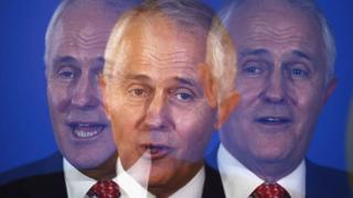 Malcolm Turnbull speaks during a press conference in 2016 in a shot that combines multiple exposures.