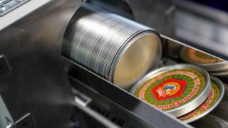 Canned food lids produced in the canning plant at the Kaliningrad Package Factory