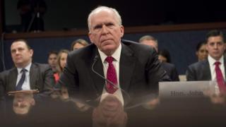 Former CIA Director John Brennan testifies during a House Permanent Select Committee on Intelligence hearing about Russian actions during the 2016 election on Capitol Hill in Washington, DC