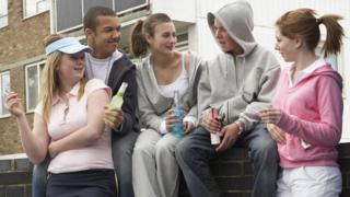 Teenagers smoking and drinking