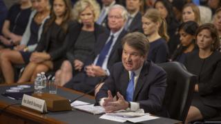 Brett Kavanaugh appears before the Senate Judiciary Committee's confirmation hearing in Washington on 5 September 2018