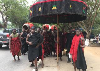 Paramount chiefs' magnificent ceremonial umbrellas at Annan's funeral