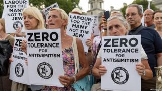 Supporters of the campaign against anti-Semitism demonstrate in London