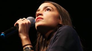 House candidate Alexandria Ocasio-Cortez speaks at a progressive fundraiser on August 2, 2018 in Los Angeles, California