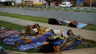 Venezuelan migrants sleep on the street in Boa Vista, 30 August 2018