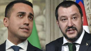M5S leader Luigi Di Maio (L) and Lega leader Matteo Salvini