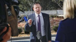 Andrew Broad speaks to reporters about an unrelated matter