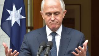 Malcolm Turnbull shrugs in his press conference in Canberra