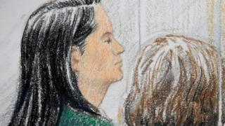 Court sketch of Meng Wanzhou during her bail hearing in Vancouver, British Columbia, Canada 7 December 2018