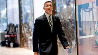 Retired three star general Michael Flynn enters Trump Towers