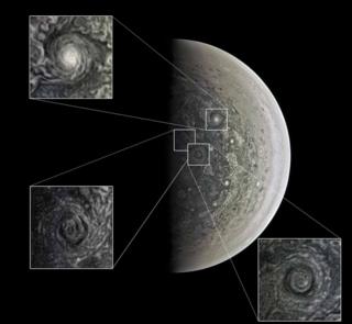 JunoCam has revealed swirling cyclones at the poles (c) NASA/SwRI/MSSS/Roman Tkachenko
