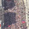 Aerial view of London anti-Trump protest