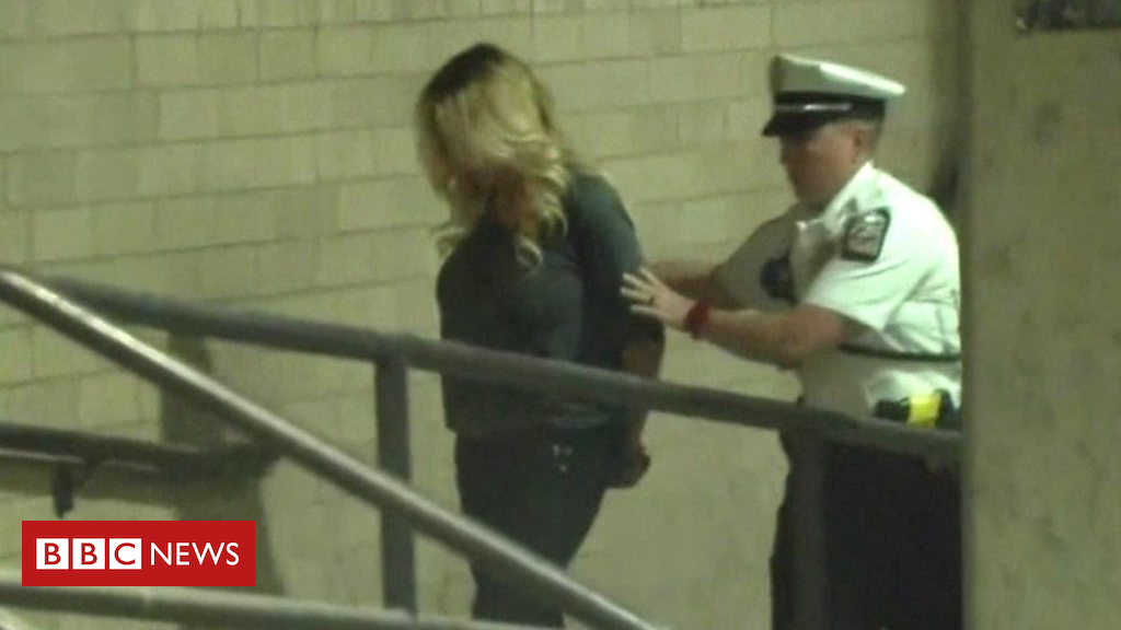 Grownup film big name Stormy Daniels taken to prison in handcuffs after strip membership incident