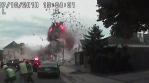 Dramatic footage of fatal gasoline explosion in suburban San Prairie street