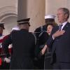 President Bush fights again tears as father's coffin passes